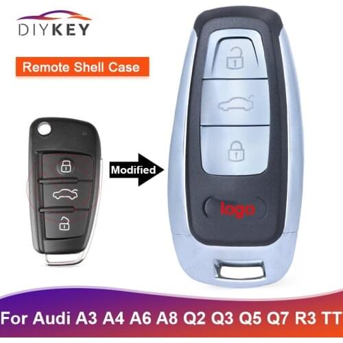 DIYKEY for Audi R3 RS3 RS5 TT A3 A4 A6 A8 Q2 Q3 Q5 Q7 Upgraded Keyless Remote Key Shell Case for Start Engine Push Button System