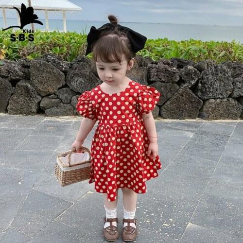 Childrens Clothing Summer Girls' Dresses Retro Dots Childrens Halter Dress Red Polka Dot Fashion Dress Girls Princess Dress