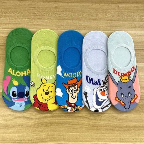 Disney Girl Summer Cotton Socks Cute Cartoon MIckey Mouse Frozen 2 Womens Socks Breathable And Invisible Soft Short Socks