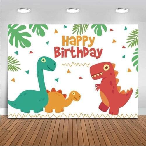 Backdrop For Photography Studio Green Plant Cute Cartoon Dinosaur Party Birthday Photo Background Vinyl Photophone