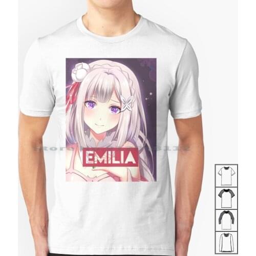 Emilia Waifu T Shirt 100% Cotton Anime Waifu Z Teal Hair Emilia Silver Season Re Zero Amv Re Zero Episode 19 Preview Shingeki