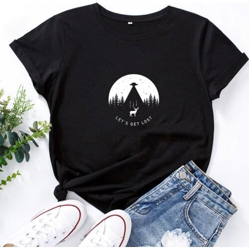LETS GET LOST T-shirt Women O Collar Casual T Shirt Women Cotton Short-sleeved Women Tshirt Fashion Mori Camisetas Mujer