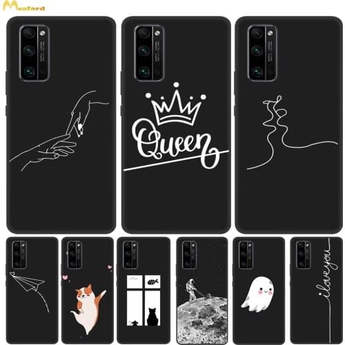 Honor30 Silicone Cover For Coque Honor 30 Pro 30s Phone Case BMH-AN10 Soft Black TPU Cute Print Queen Husky Deer Pattern Fundas
