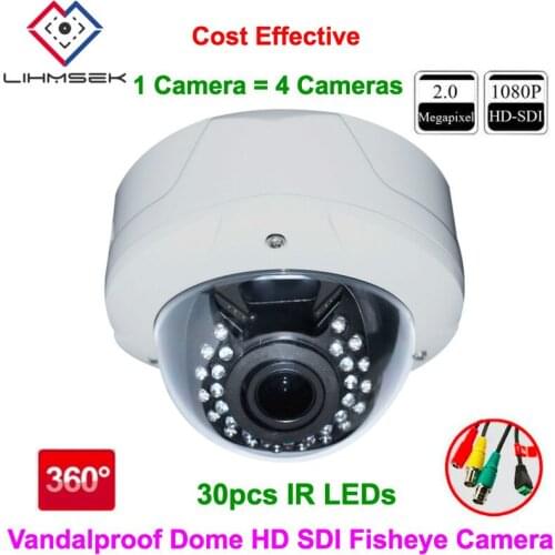 Lihmsek Free Ship Popular 2.0 Megapixel HD SDI 360 Degree Fisheye Panoramic Camera 30pcs IR LEDs Night Vision Panoramic Camera