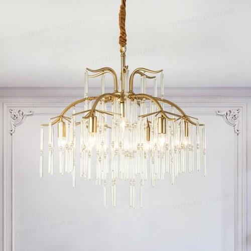All copper postmodern light luxury chandelier living room lamp creative crystal lamp personality household simple dining room