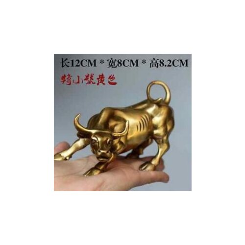 Copper Brass CHINESE crafts decoration Big Wall Street Bronze Fierce Bull OX Statue-Brass