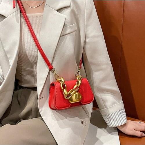 Mini Golden Chain Handbag for Women Luxury Designer Small Shoulder Bag Ladies Solid Color Sling Crossbody Bags Fashion Purse New