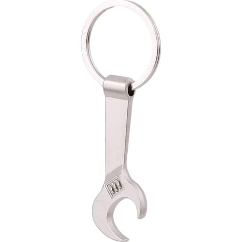 Multi-function Wrench Key Shape Silver Key Ring Chain Camping Tool Keychain Outdoor Tools