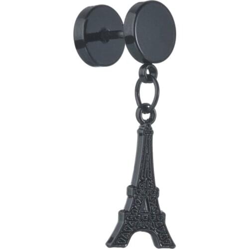 Punk Mens Ear Stud Set Piercing Eiffel Tower Earrings Stainless Steel Earrings Gift for Boyfriend Lover Jewelry Gift