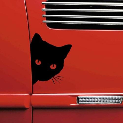 1pc Car Stickers Reflective Car Styling Stickers Funny Black Cat Face Peering Car Decal Window Truck Auto Bumper Laptop Stickers