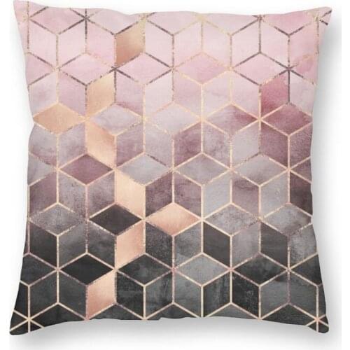 Fashion Pink And Grey Gradient Cubes Square Throw Pillow Cover Home Decorative Geometric Abstract Pattern Cushion Cover for Car