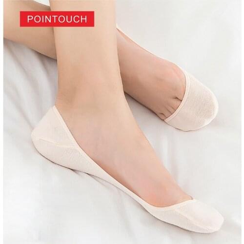 Summer Women Silica Gel Boat Socks Invisible Cotton Soild Color Non-slip Antiskid Slippers Anti-Slip Tops Office Lady 1pair=2pcs