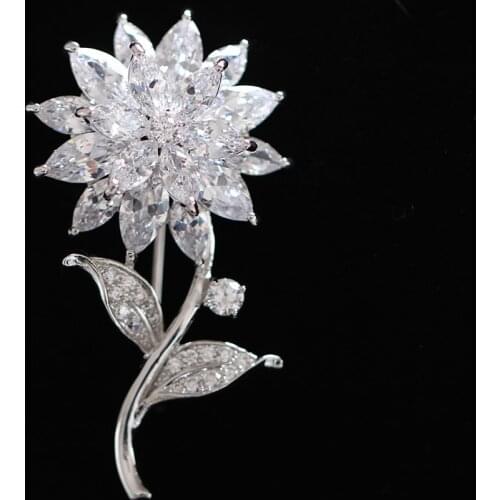 Wholesale Brooch for Women Luxury Coat-Accessories Jewelry Badges Crystal Pearl Flower-Shaped Fashion High Quality Pins 2020