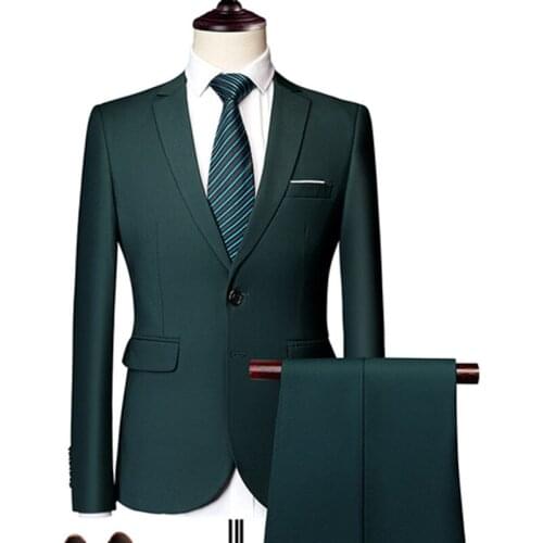 Jacket+Pants) latest Men luxury suit set formal Blazers Slim Fit business Tuxedo 2 pcs suit Groom Wedding Dress Man suit S-6XL