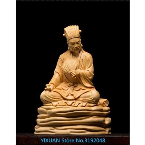 Boxwood carving, creative solid wood, living room, car decoration, carving, handicrafts, personas, Zhu Geliang, portrait