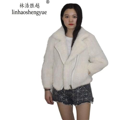 Linhaoshengyue 2020 Fashion Length 60cm Real Mink Fur Coat Suitable For Spring, Summer, Autumn and Winter