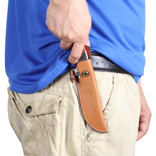 Tourbon Knife Scabbard Classic Design Fixed Blade Hunting Knife Sheath Brown Leather for Hunting Gun Accessories