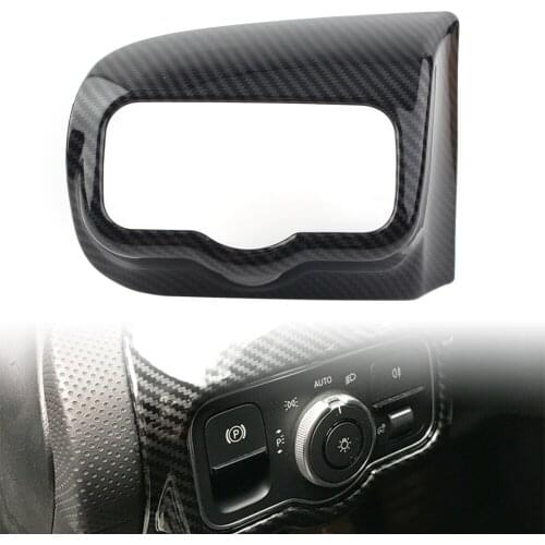 Carbon Fiber ABS Car Head Light Lamp Headlamp Control Panel Cover Trim Decoration For 2019 Mercedes Benz A-Class W177 A180 A200