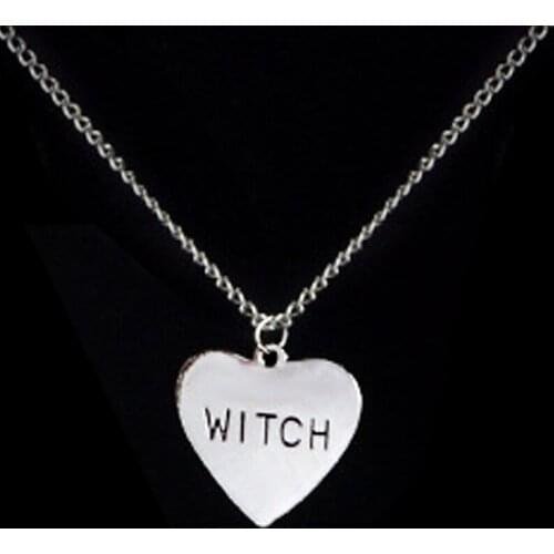 Witch Necklace Heart Engraved Gothic Witchcraft Wiccan Halloween Goth jewelry Women Necklace Gift For Witches