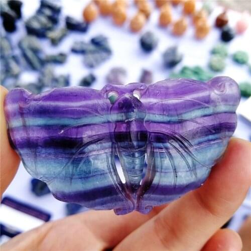 1PC Natural Crystal Fluorite butterfly Ornaments High Quality Mineral Jewelry Modern Home Decoration Stone Crafts Holiday Gift