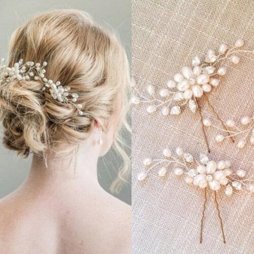 Bridal Crystal Rhinestones Gold Silver Rose Gold Hair Pins Women Crystal Headpiece Wedding Hair Pins Clip 3PCS