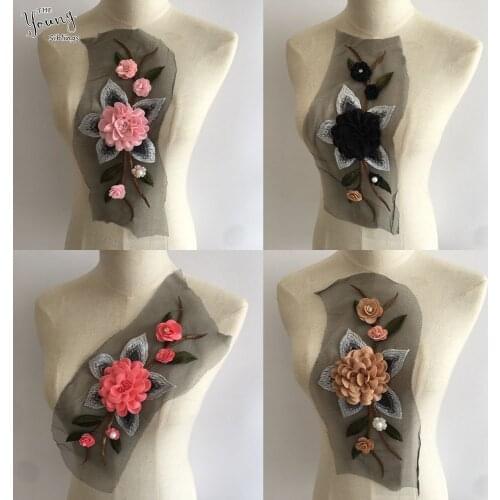 Embroidery 3D Flower Craft Lace Collar Embellishment Neckline DIY Sewing Applique Fabric Dress Decorative Clothing Accessories
