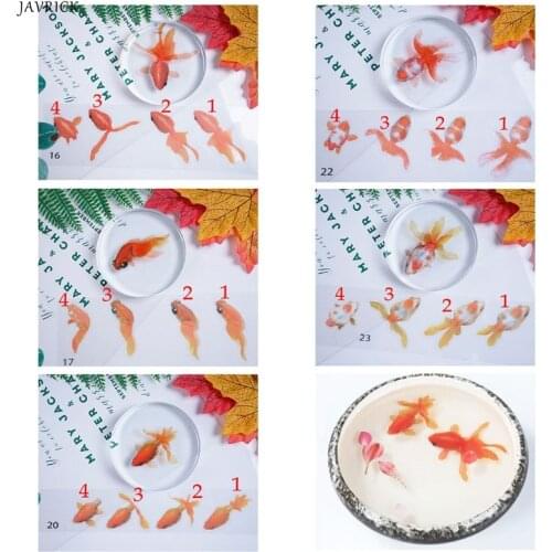 5 Sheets Gold Fish 3D Mold Resin Stickers Decal Landscape Decorative DIY Crafts Material Decoration Jewelry Filling Tools