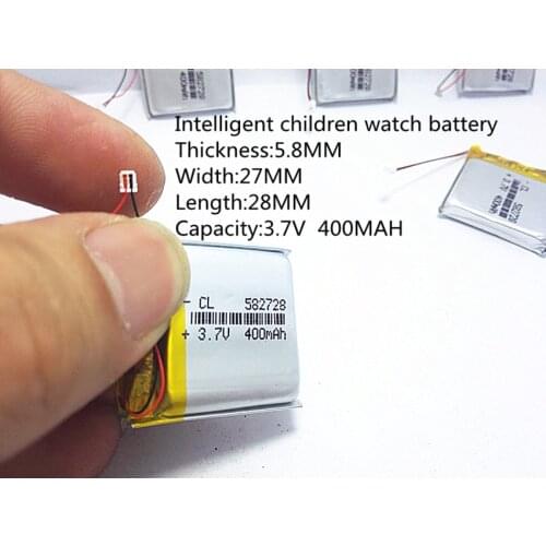 582728 3.7V 400mAh Rechargeable li-Polymer Li-ion Battery For Q50 G700S K92 G36 Y3 Childrens smart watches mp3 582828 602828