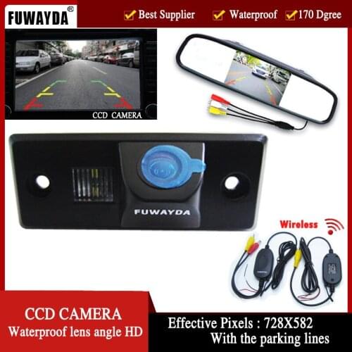 Wrieless Car CCD Rear View Camera for PORSCHE CAYENNE VW SKODA FABIA TIGUAN TOUAREG Cayenne Polo Jetta Passat +Mirror Monitor