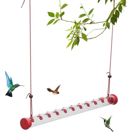 Behogar Hummingbird Feeder Hanging Long Tube Transparent Bird Feeder Food Dispenser for Outdoor Deck Patio Garden Yard Balcony