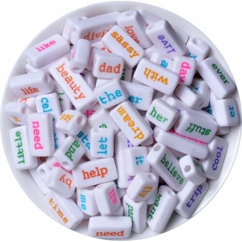 White Colorful Word Acrylic 9x10mm 9x18mm 9x23mm Phrase Word Beads Spacer Letter Beads For Jewelry Making DIY Necklace Bracelet