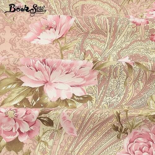 Booksew Flower Rose Design Sewing Coth 100% Cotton Twill Fabric Home Textile Quilting Baby Bedsheet Patchwork DIY Doll Craft CM