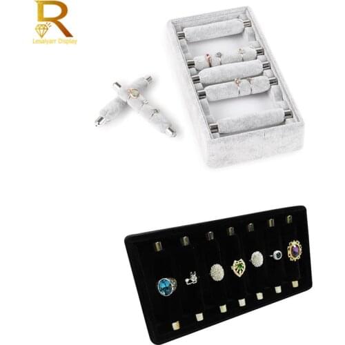 7-strip Ring Display Storage Tray Jewelry Showing Tray Detachable Rings Holder Organizer Cases Linen Material Jewelry Props Rack