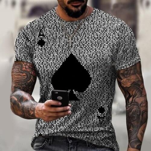 Mens T-shirt New Short Sleeve T Shirt Summer 2021 Mens Clothing Casual Ace Spades Card Letters Print Loose Tops T-shirt For Men