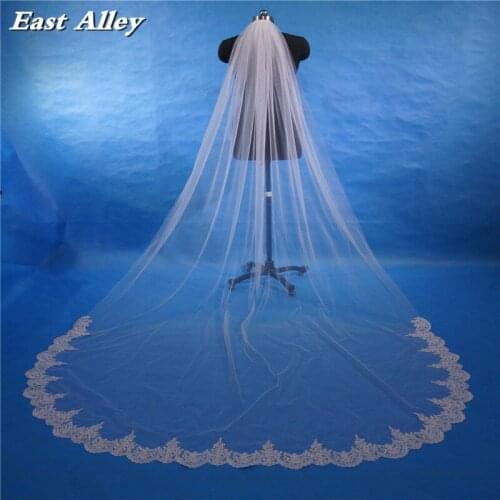 Hot Sell Wholesale 1 Tier Lace Edge 118" Cathedral Train Bridal Wedding Veil with Comb