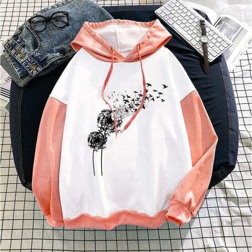 Spring Autumn Hoodies Harajuku Y2K Dandelion Print Oversized Hoodies Women Kawaii Streetwear Fashion Casual Harajuku Sweatshirt