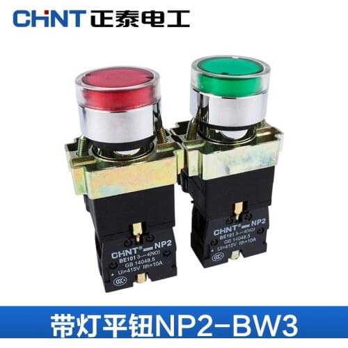 Chint push button switch with light switch NP2-BW3365/3565/3465 24V 220V LED light push button reset