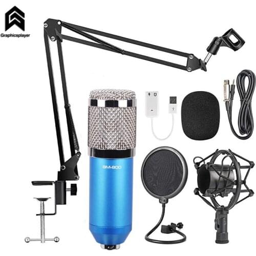 For Desktop PC Notebook Computer USB Condenser Microphone Video Webcast Entertainment with Bracket Set
