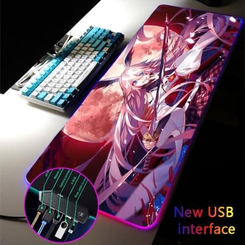 Anime Girl Yae Sakura XXL RGB Mouse Pad Typec Interface Multi-interface Four USB Docking Honkai Impact DeskMat USB HUB MousePad