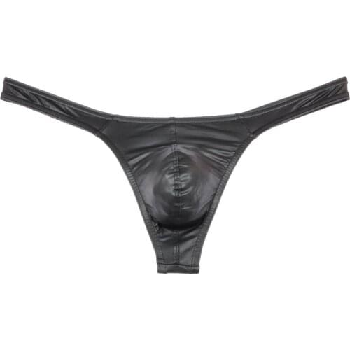 Leather Mens Thongs G-Strings Fashion Style Sexy Male Thong Underwear Men Tanga Bikini New Brand Protruding Penis Pouch T-Back