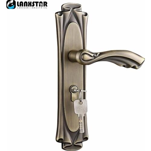 LANXSTAR Fashionable Zinc Alloy Handle Lock Universal Locks Machine Room Real Wood Door Silent Copper Lockcore Handle-locks