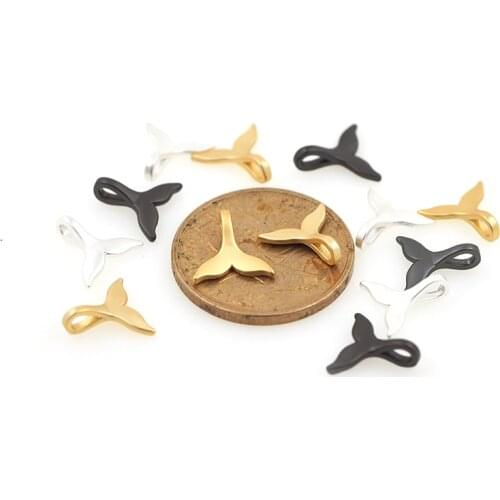 Brass Black White Gold Whale Tail Pendant Charms For Bracelet Necklace DIY Jewelry Making