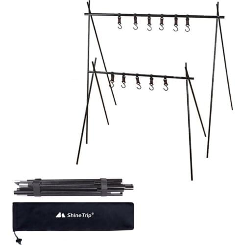 Lightweight outdoor Folding Camping Shelf Aluminum Alloy Clothes Storage Hanger Cookware Eequipment Hanging Rack Triangle Rack