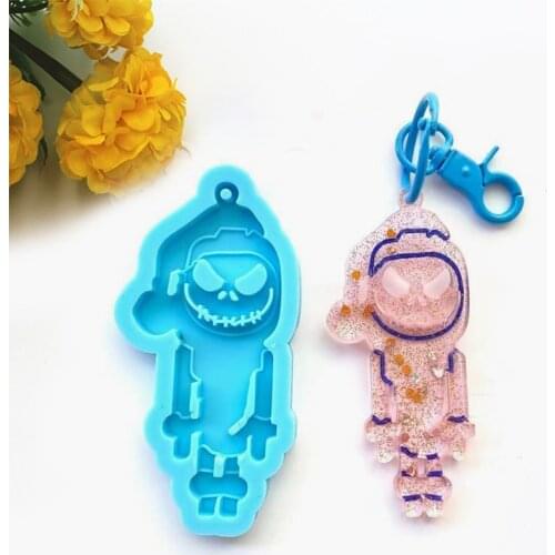 N0HE Halloween Themed Skeleton Frame Keychain Epoxy Resin Mold Jewelry Pendant Silicone Mould DIY Crafts Ornaments Mold