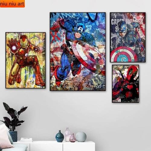 Superhero Captain America Graffiti Iron Man Diamond Painting Full Diamond Embroidery Cross Stitch Kits Home Decor