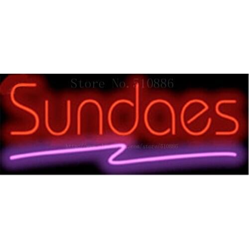 Sundaes NEON SIGN Real GLASS Tube Beer PUB Restaurant Signboard store display Decorate Shop food ice cream Light Signs 17*14"