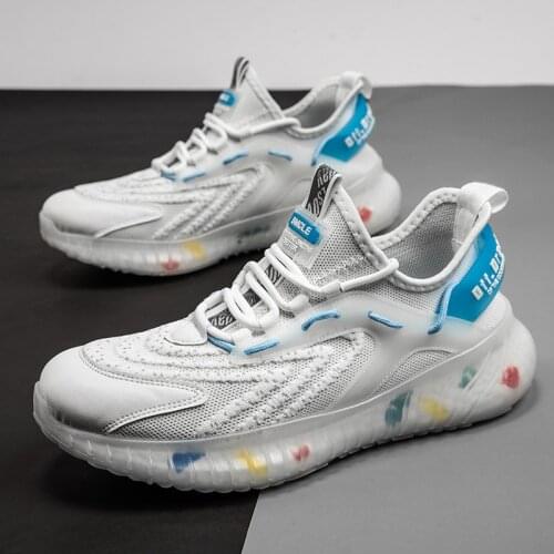 2021 New Designer Men Casual Sport Running Shoes Spring Breathable Knit Fashion Cool Sneakers Lightweight Popcorn Sole Trainers