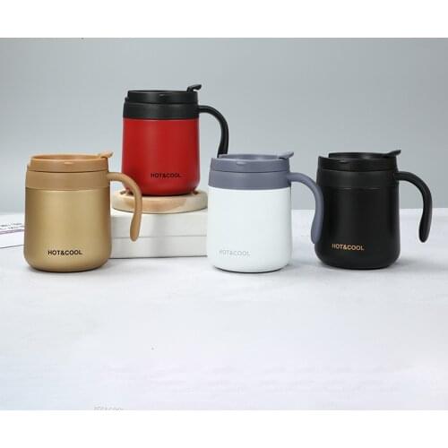 Office Coffee Cup High-efficiency Heat Preservatio /Cold Preservation Mug with Handle European Style Stainless Steel Thermos Mug