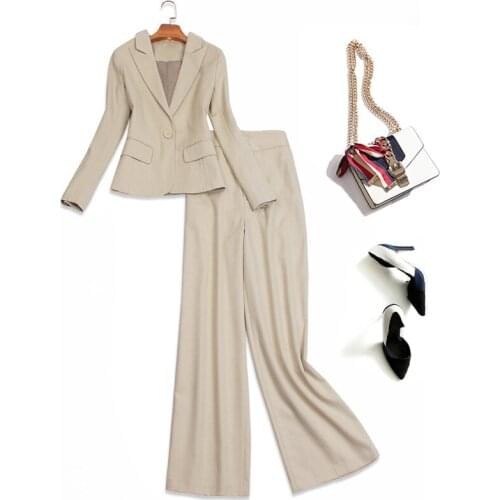 Autumn new herringbone pattern fashion suit Formal one buttonOL suit casual self-cultivation bag hip wide leg trousers two-piece