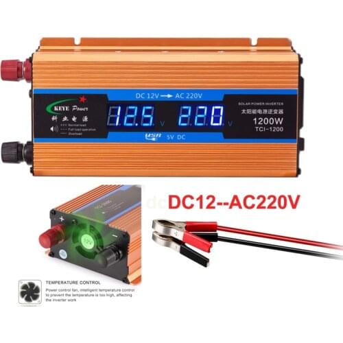 Professional 1200W Car inverter 12 V 220 V Voltage Converter 12v to 220v Car Charger Volts display CY892